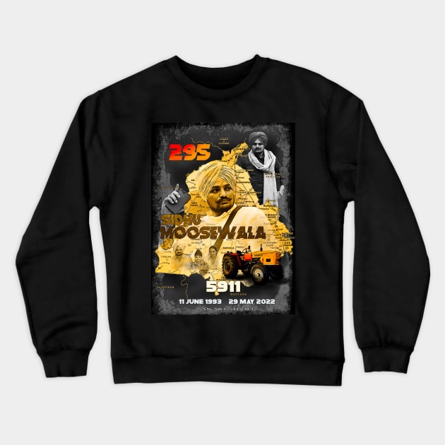 Sidhu Moosewala Crewneck Sweatshirt by SAN ART STUDIO 